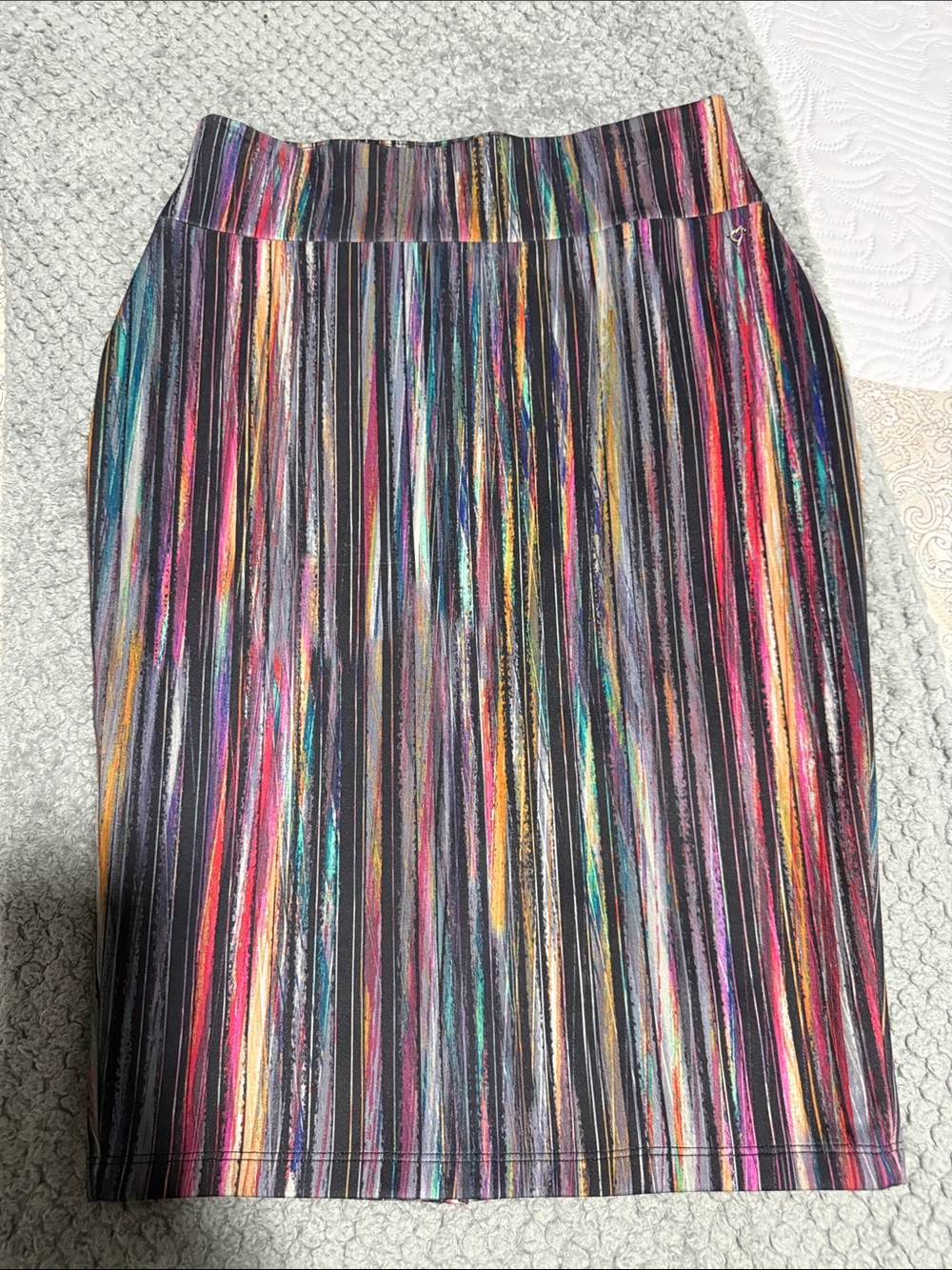Thalia Sodi Black Multicolor Vertical Stripe Pencil Skirt